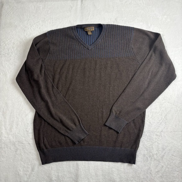 Pronto Uomo Other - Y2K Pronto Uomo Blue Brown Long Sleeve V-Neck Sweater Men's XL